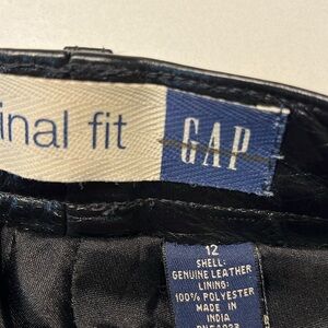 Gap Leather Pants Womens Size 12 Black Original Fit Y2K Lined Vintage